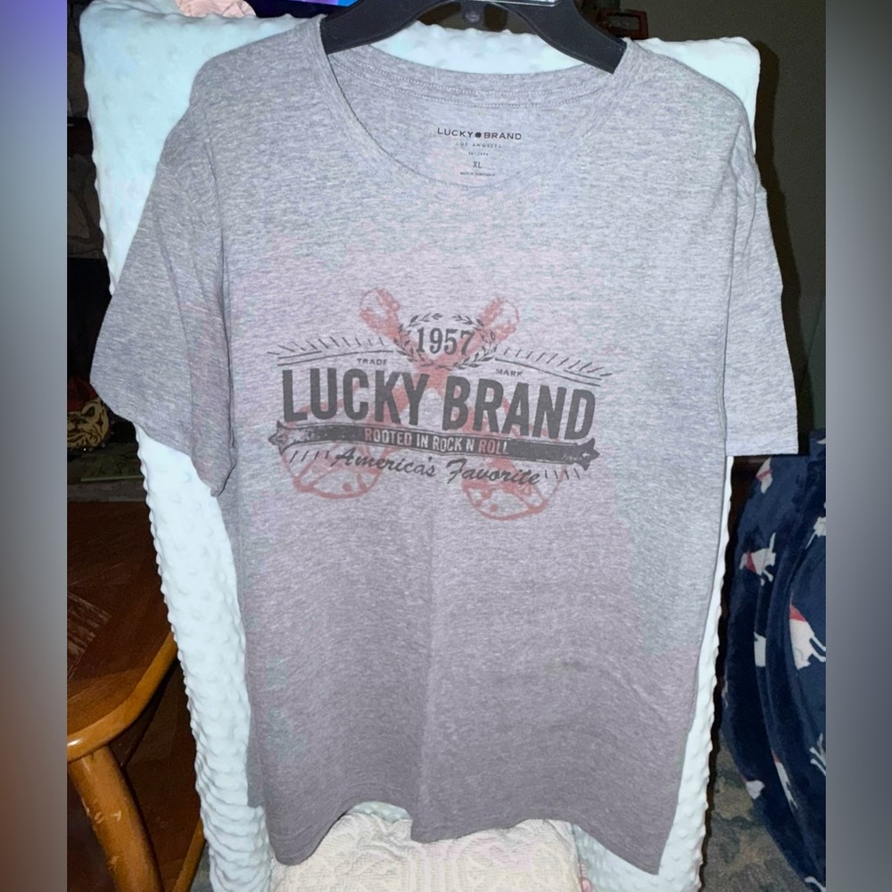 Lucky Brand Gray Short Sleeve Tee Casual Comfort